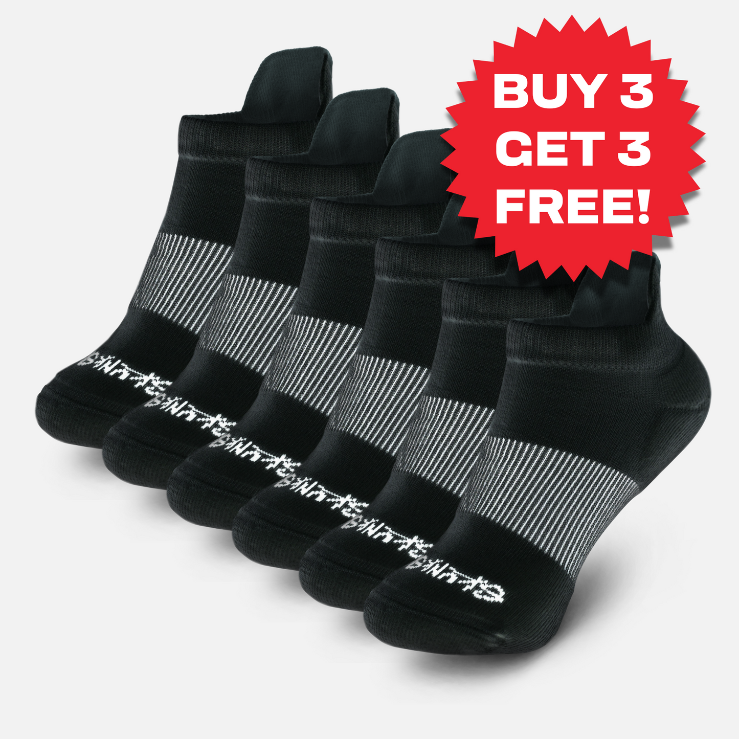 6 - Odorless Performance Ankle Tab Socks (B3G3F)