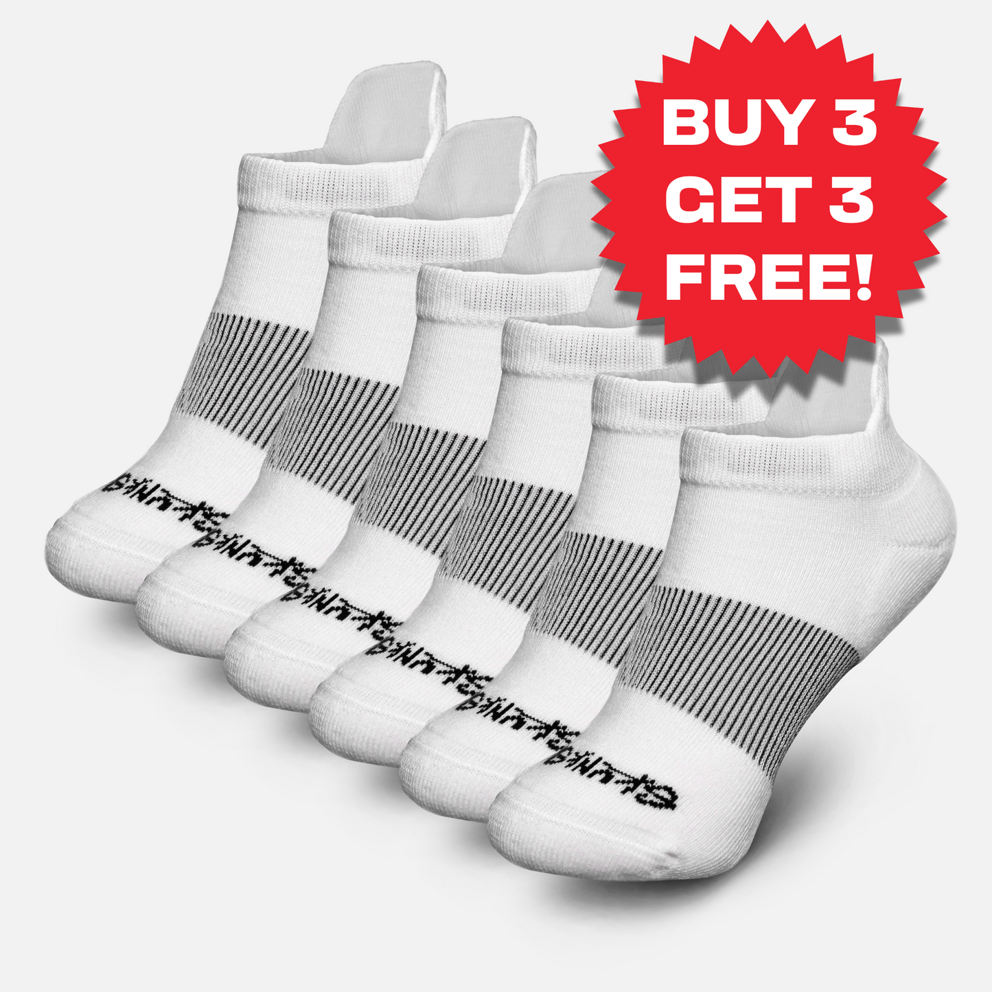 6 - Odorless Performance Ankle Tab Socks (B3G3F)
