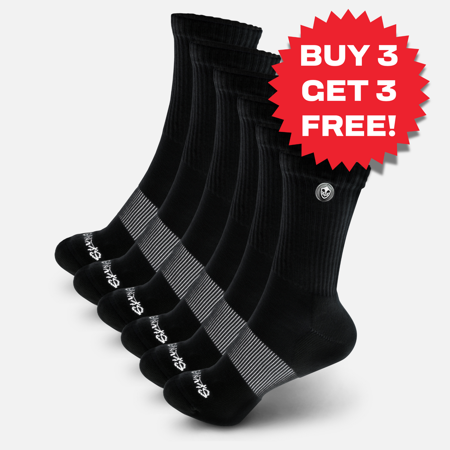 6 - Odorless Performance Crew Socks (B3G3F)